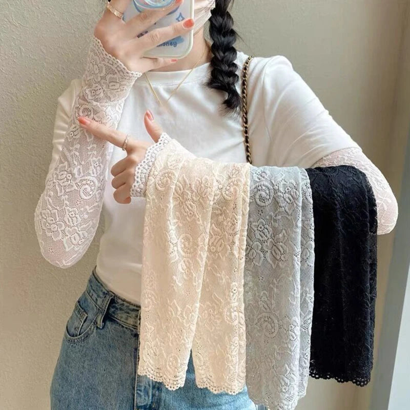 Fashion Lace Sunscreen Arm Cover Women's Lace Fake Sleeve Cover Tattoo Scar Breathable Mesh Sunshade Sleeve Peaceful Pleasures Health and Wellness