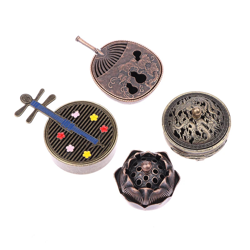 Mini Antique Pocket Incense Burner | Chinese Hollow Zinc Alloy Decor