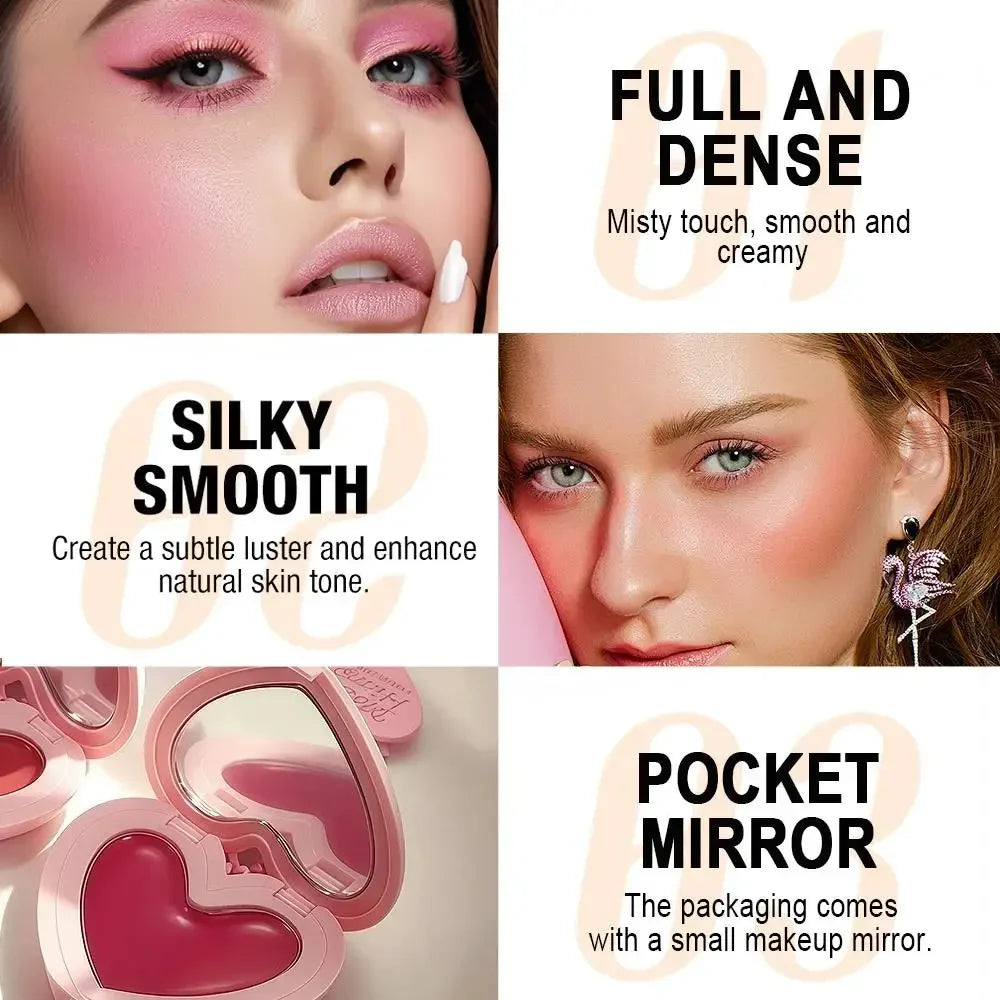 SAM SUGAR Heart-Shaped Cream Blush – Lip & Cheek with Mirror