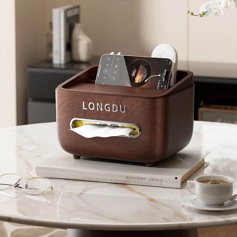 Vintage High Quality Wood Grain Tissue Box Multifunctional Remote Control Holder for Living Room Coffee Table Dining Table Peaceful Pleasures Health and Wellness
