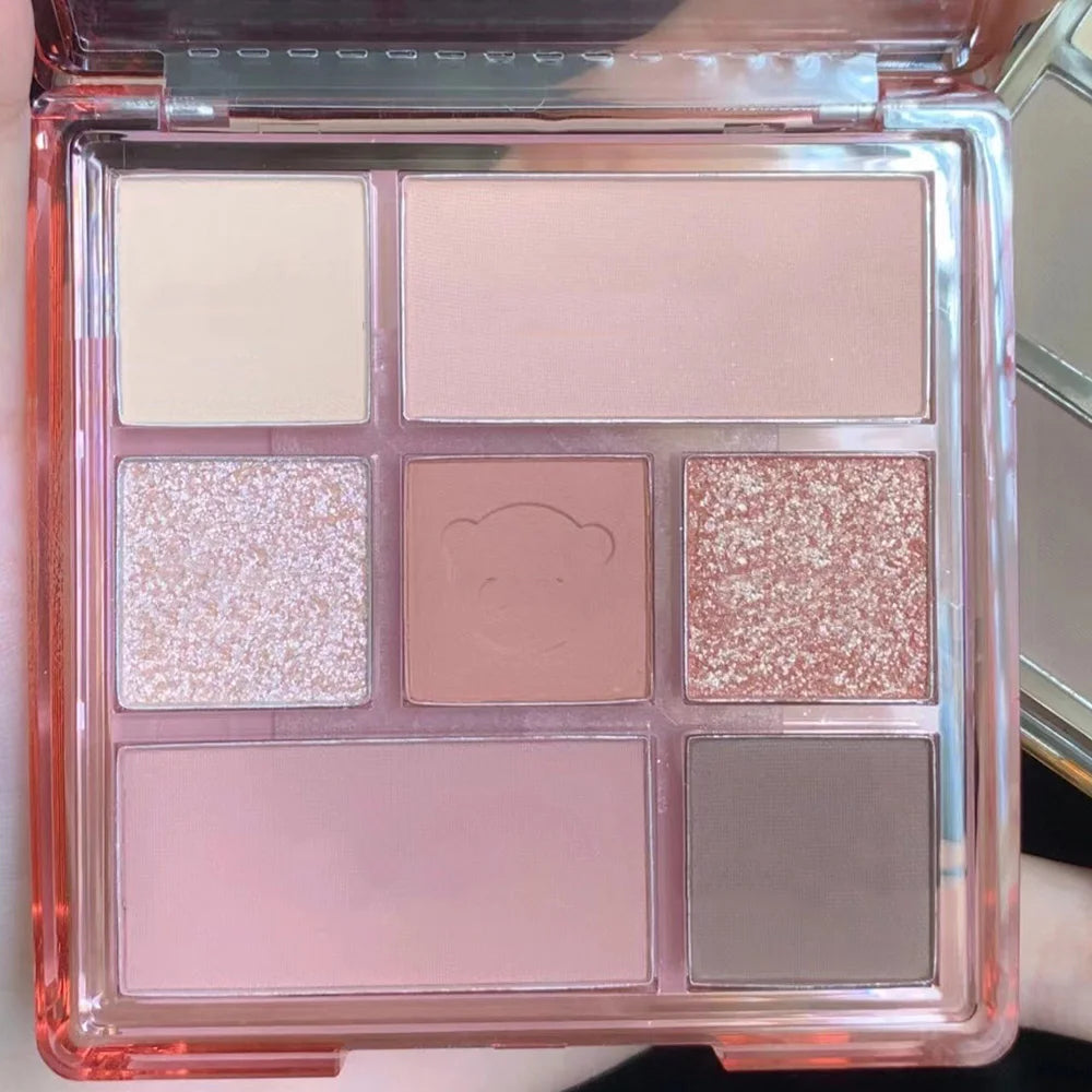 7-Color Korean Eyeshadow Palette | Matte Shimmer Glitter