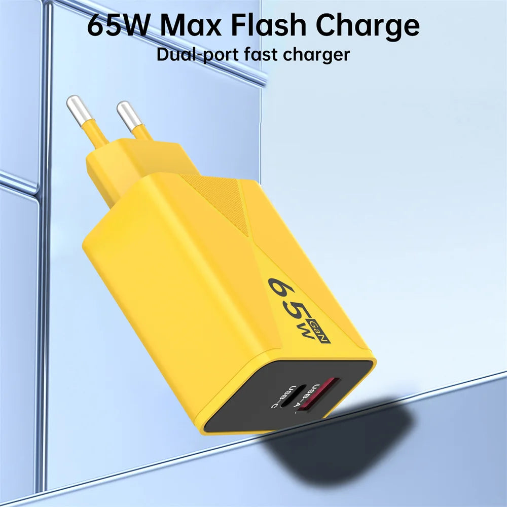 GaN 65W USB-C Fast Charger PD QC 3.0 | iPhone & Samsung