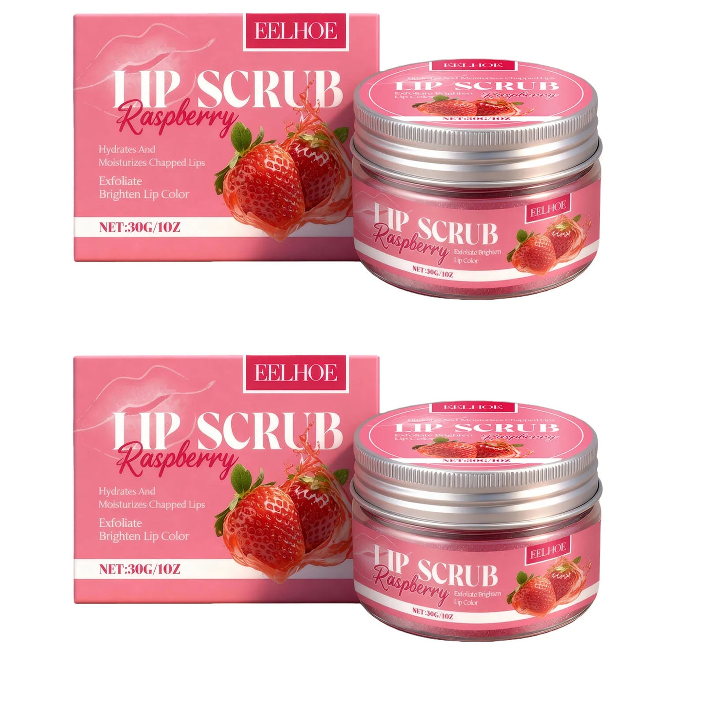 Strawberry Lip Scrub Exfoliating Soothing Lips Preventing Dryness Cracking Improving Dullness Brightening Moisturizing Lip Care Peaceful Pleasures Health and Wellness 2 x 30g Boxed