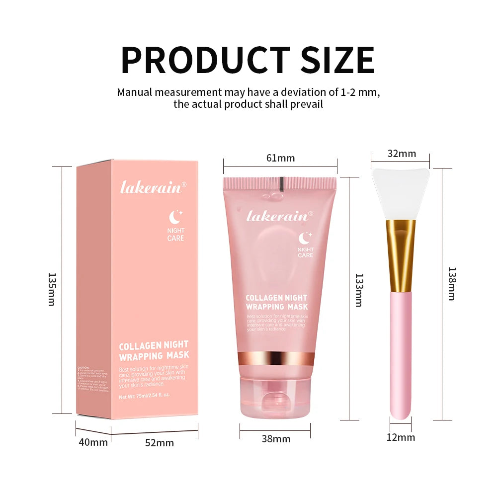 Collagen Overnight Wrapping Peel Off Facial Mask, Korean Collagen Night Wrapping Mask Deeply Hydrates Night Care Mask Cream 75ml Peaceful Pleasures Health and Wellness