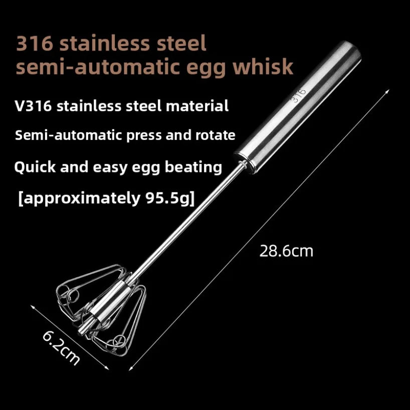 Semi-Automatic Hand Push Whisk | Egg Beater & Milk Frother