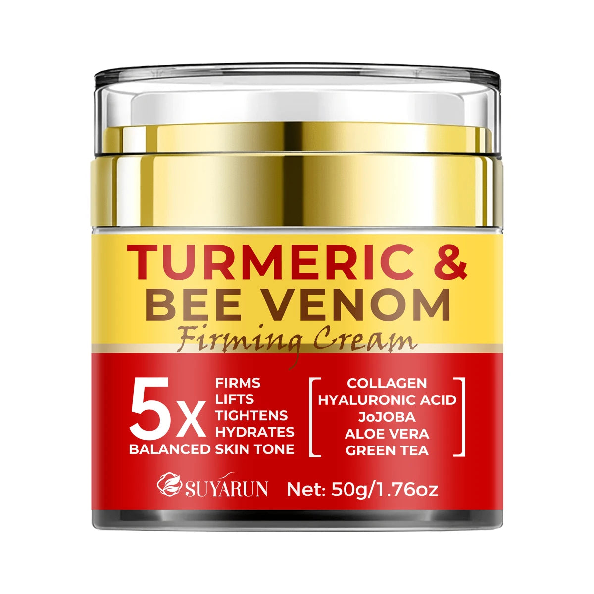 SUYARUN Turmeric & Bee Venom Firming Face Cream - Anti-Aging, Tightening, Moisturizing Skin Care. Day & Night Use Peaceful Pleasures Health and Wellness 50g