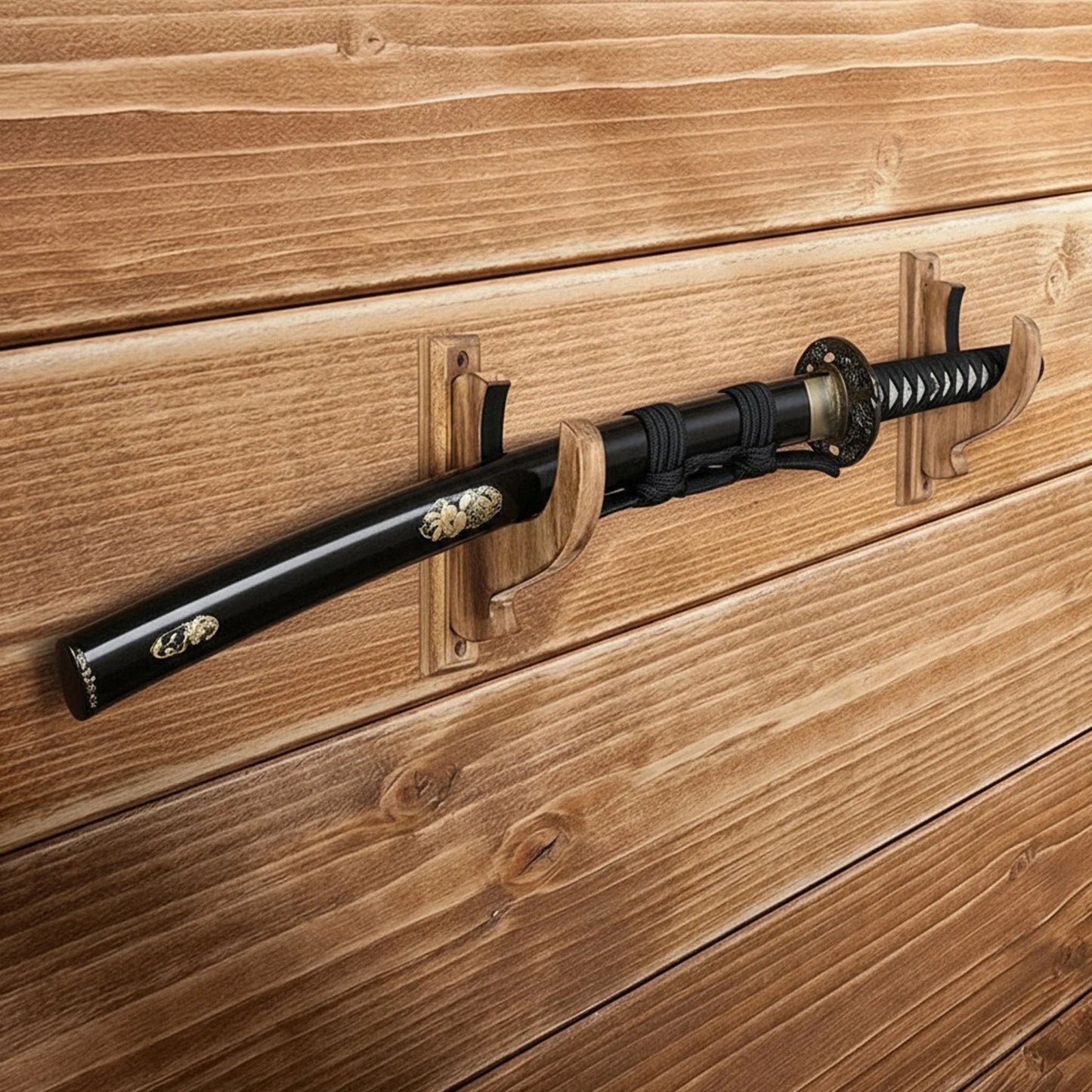 Wooden Wall-Mounted Gun Rack for Rifles, Shotguns & Bows