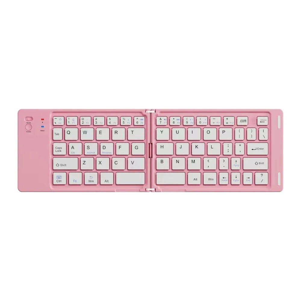 Mini Wireless Folding Keyboard Rechargeable Slim Design Bluetooth Keyboard Portable Universal Foldable Keyboard Mobile Use Peaceful Pleasures Health and Wellness Pink