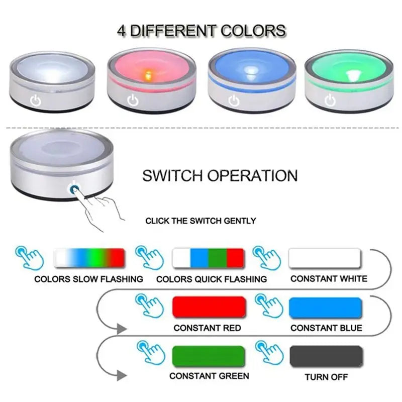 A36T-6X LED Light Base With Sensitive Touch Round Colorful Stand Display For 3D Crystal Glass Art Photo Frame Silver Concave Peaceful Pleasures Health and Wellness