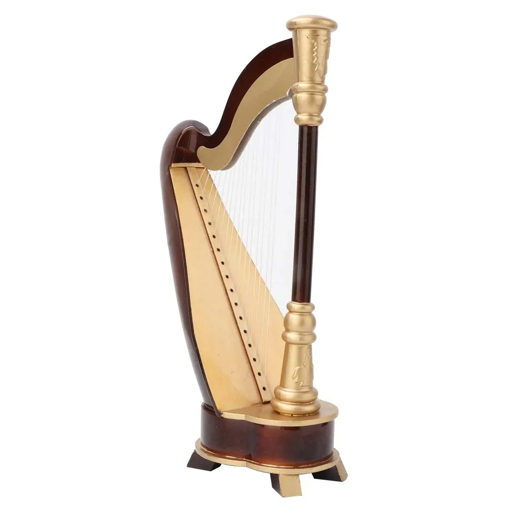 Instrument Ornaments Instrument Model Wooden Miniature Wooden Harp Model Home Decoration for Music Lover Gift Desktop Ornament Peaceful Pleasures Health and Wellness