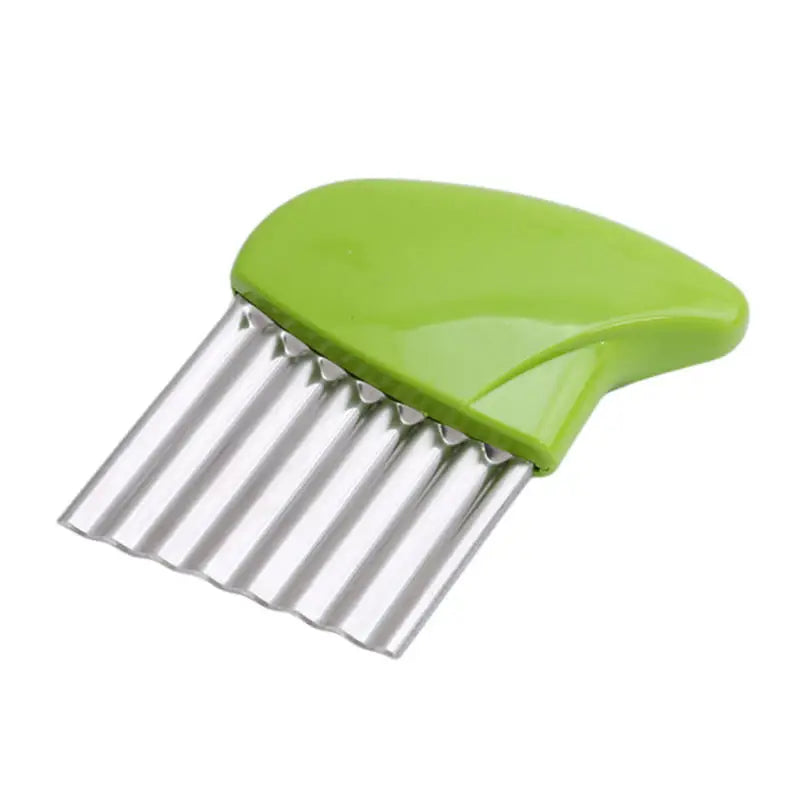 Potato Cutter Chip French Fry Maker Stainless Steel Wavy Knife French Fries Chopper Knife Chopper French Fry Kitchen Tools Peaceful Pleasures Health and Wellness Green 3pc