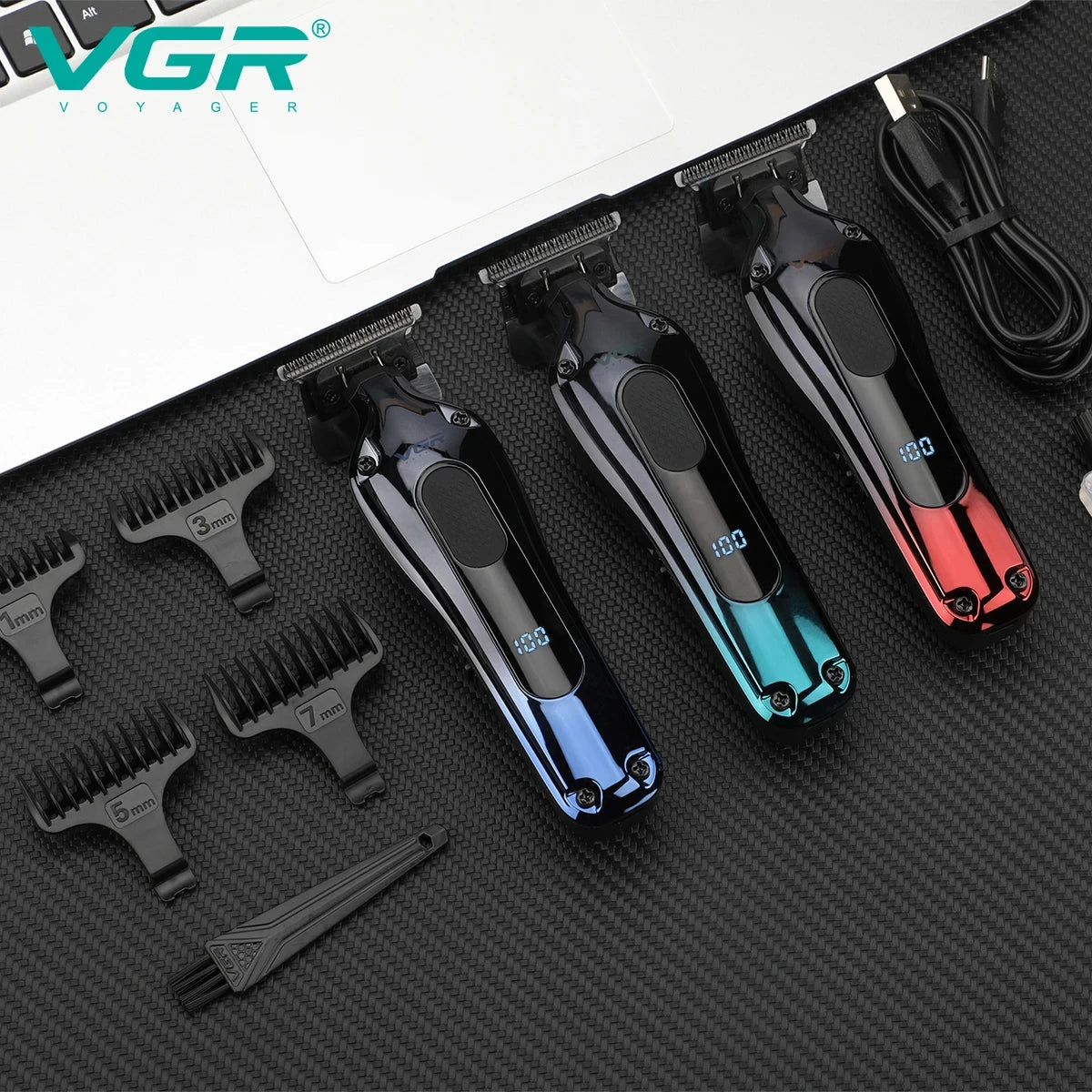 VGR 998 New Design Men's Cordless Rechargeable Professional Hair Clipper Gradient Color Precision Carving Electric Push Clipper Peaceful Pleasures Health and Wellness