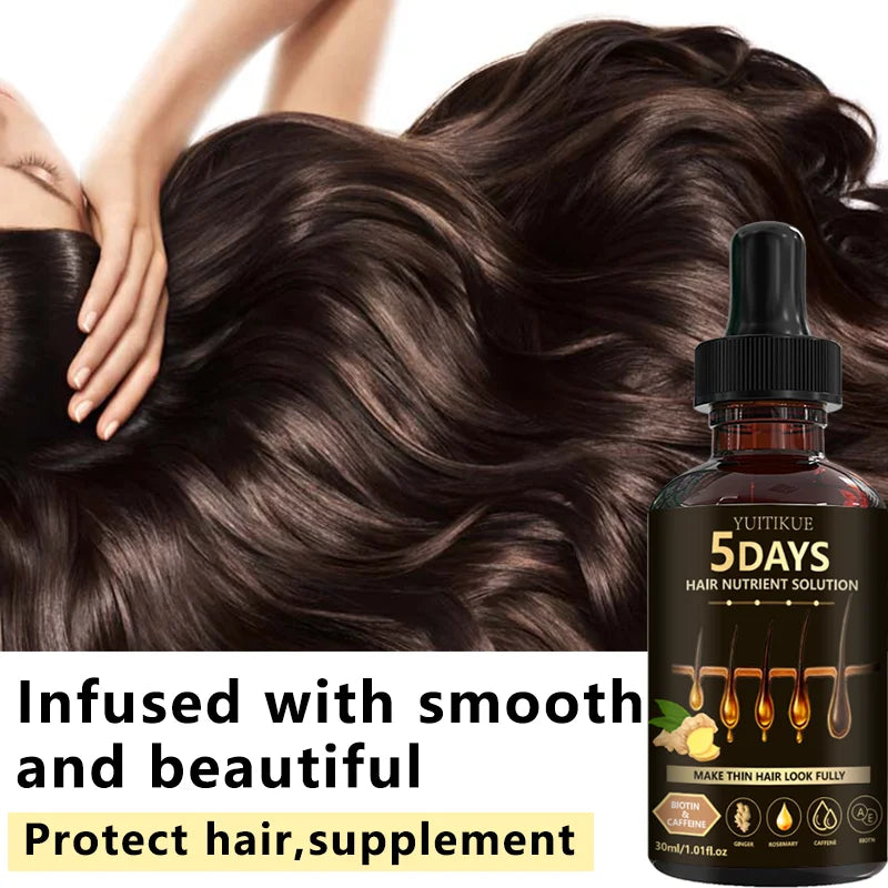 YUITIKUE 5 Days Hair Nutrient Solution | With Biotin, Caffeine, Ginger & Rosemary | For Thicker, Fuller Looking Hair 30ml Peaceful Pleasures Health and Wellness