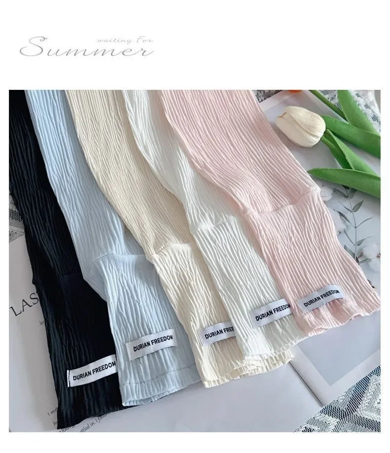 Ice silk sunscreen sleeves, solid color, simple Korean version, driving, cycling, sun shading, UV protection, summer Peaceful Pleasures Health and Wellness