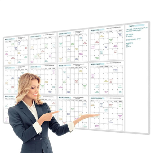 Erasable Yearly Wall Planner | Reusable Dry Erase Calendar Dry Erase Wall Planner Peaceful Pleasures Health and Wellness