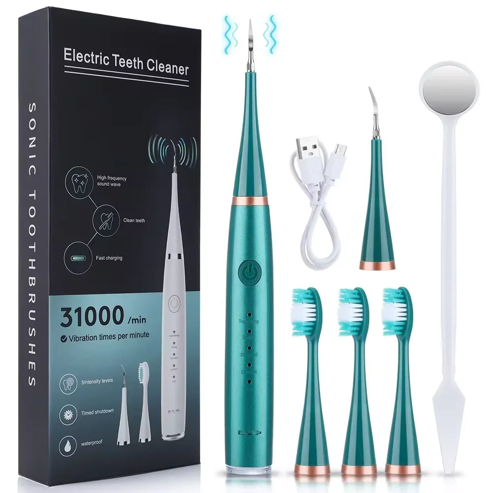Rechargeable Sonic Electric Toothbrush Teeth Whitening Kit with Tartar Remover and Stain Removal for Dental Care Peaceful Pleasures Health and Wellness