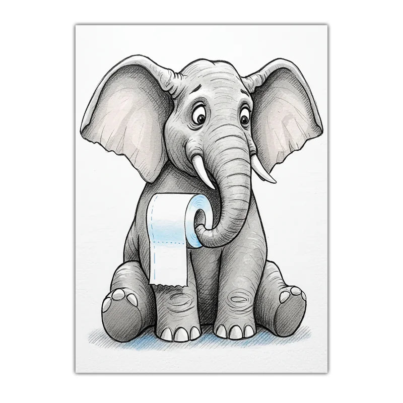 Funny Black & White Animal Canvas Wall Art – Elephant & Panda Canvas Wall Art Peaceful Pleasures Health and Wellness 01 15x20cm No Frame China Mainland