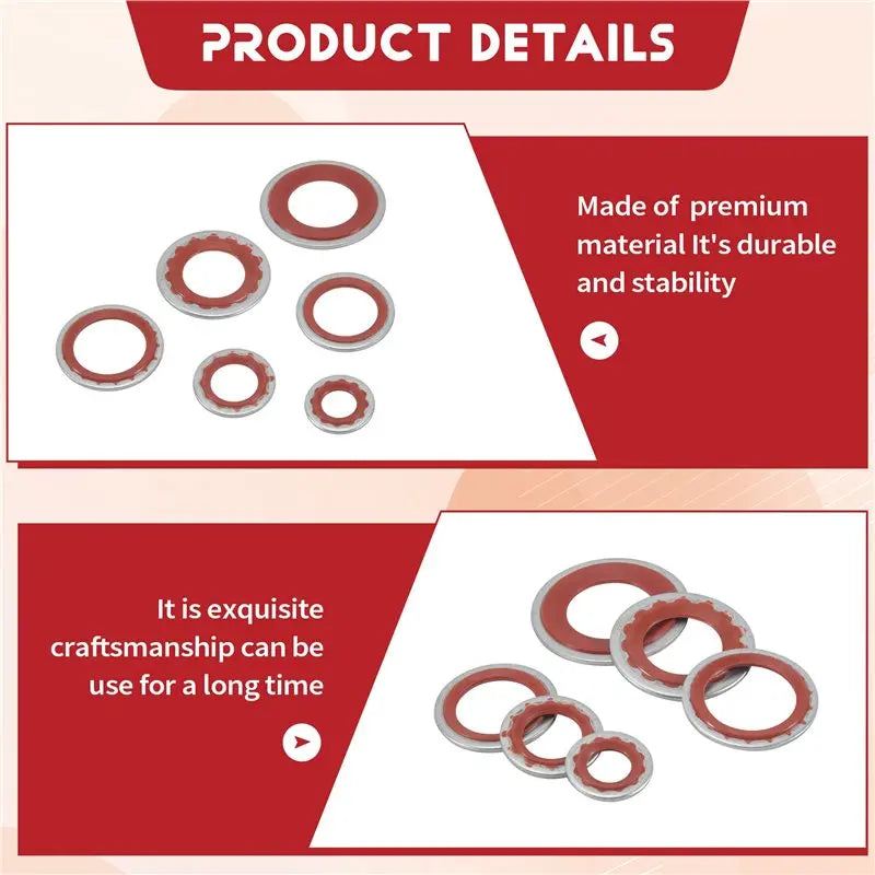 60-Pc A/C Compressor Gasket & Seal Washer Kit – 6 Sizes