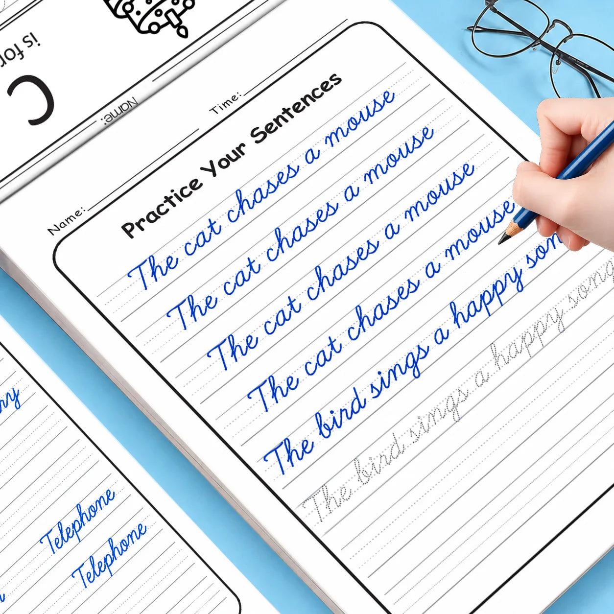 Beginner Cursive Handwriting Workbook 32 Pages Words Sentences