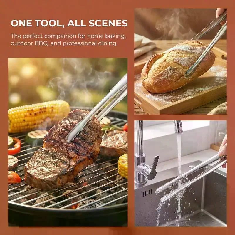 Stainless Steel BBQ & Kitchen Tongs | Reusable Food Tongs