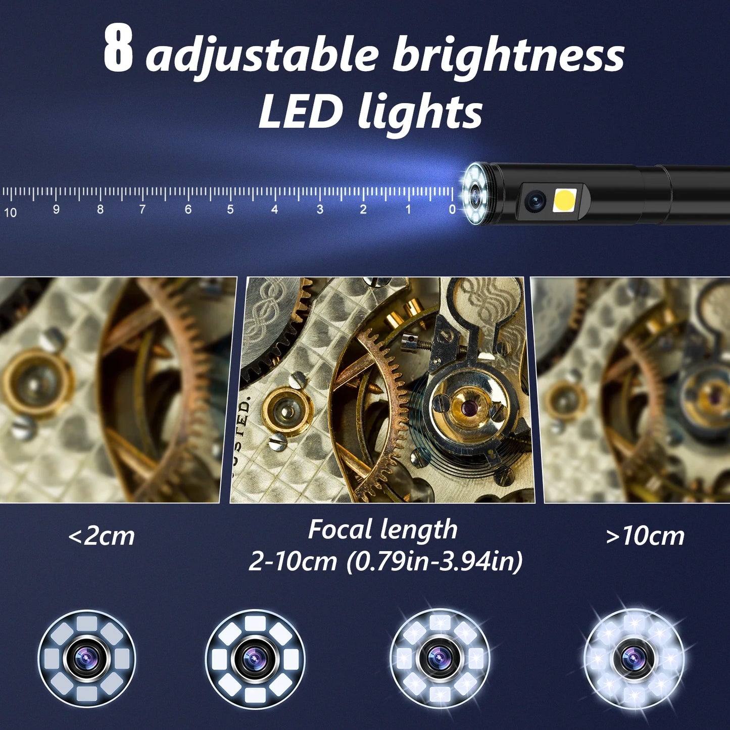 DUTRIEUX 10m Industrial Endoscope – HD Camera, 8 LEDs
