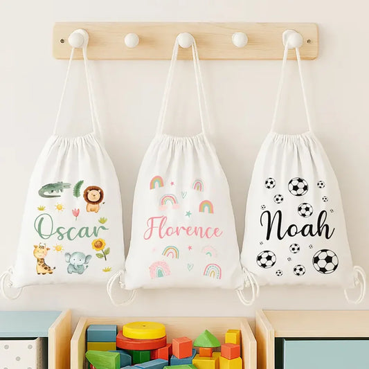 Personalised Kids Drawstring Bag | PE Gym Swimming School Bag Kids Drawstring Bag Peaceful Pleasures Health and Wellness