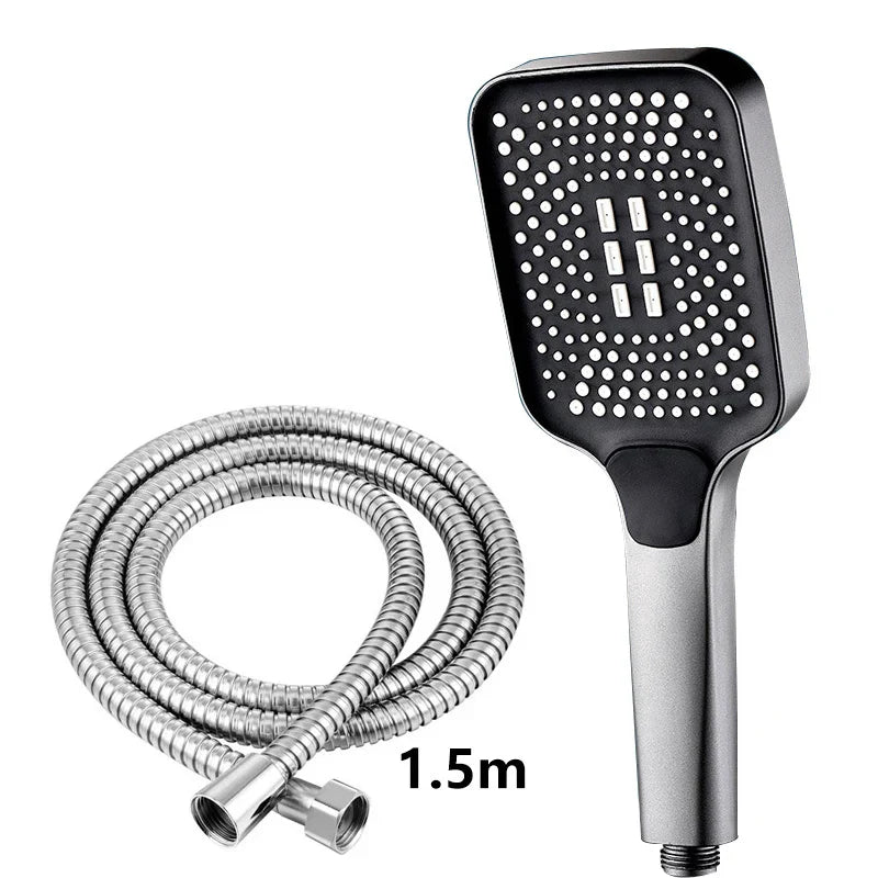 Square High-Pressure Handheld Shower Head – 3 Spray Modes