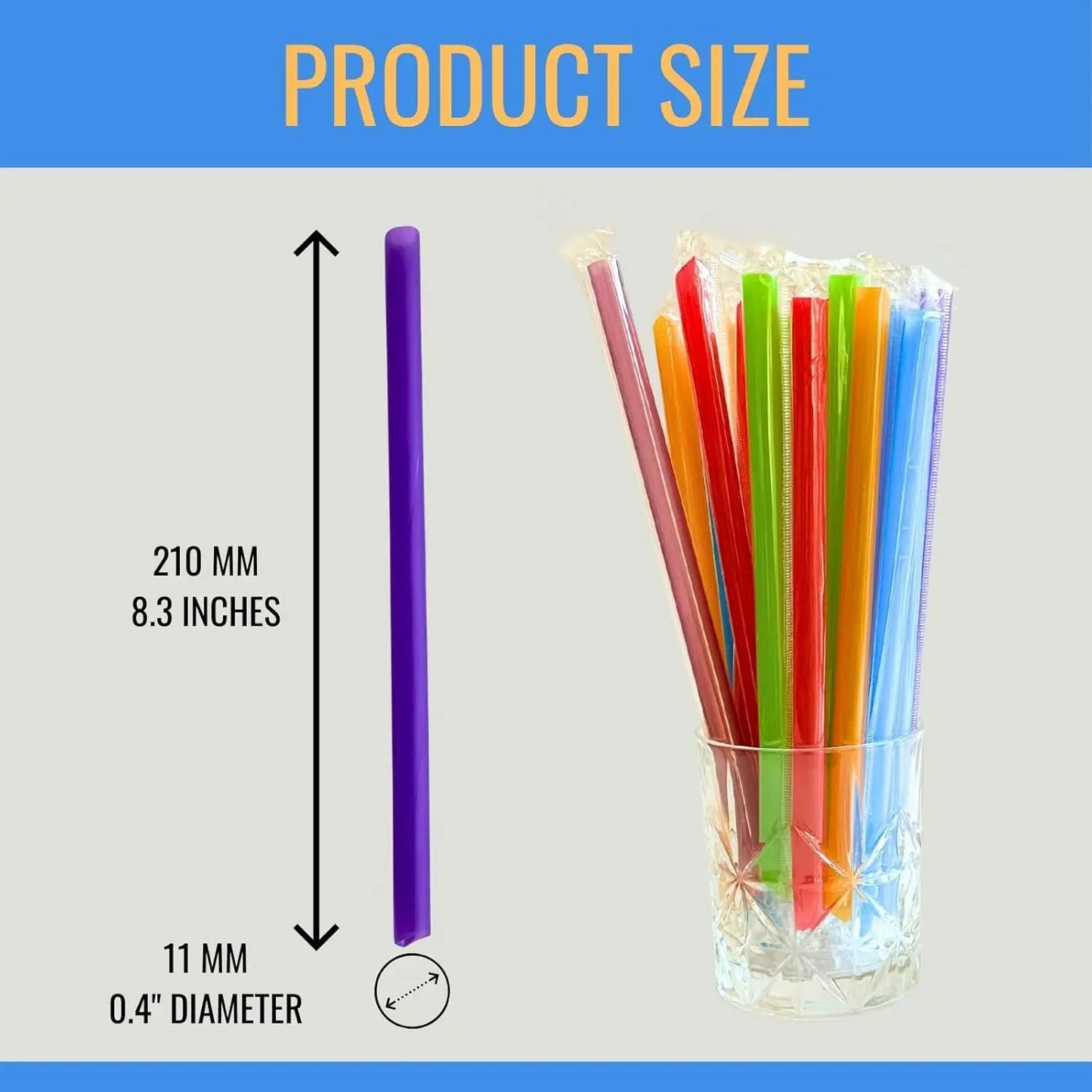 Smoothie Straws Individually Wrapped 11mm Wide Plastic Straws for Smoothies Milkshakes, Boba Iced Coffee SlushiesPA-Free Peaceful Pleasures Health and Wellness 21cm 100pcs