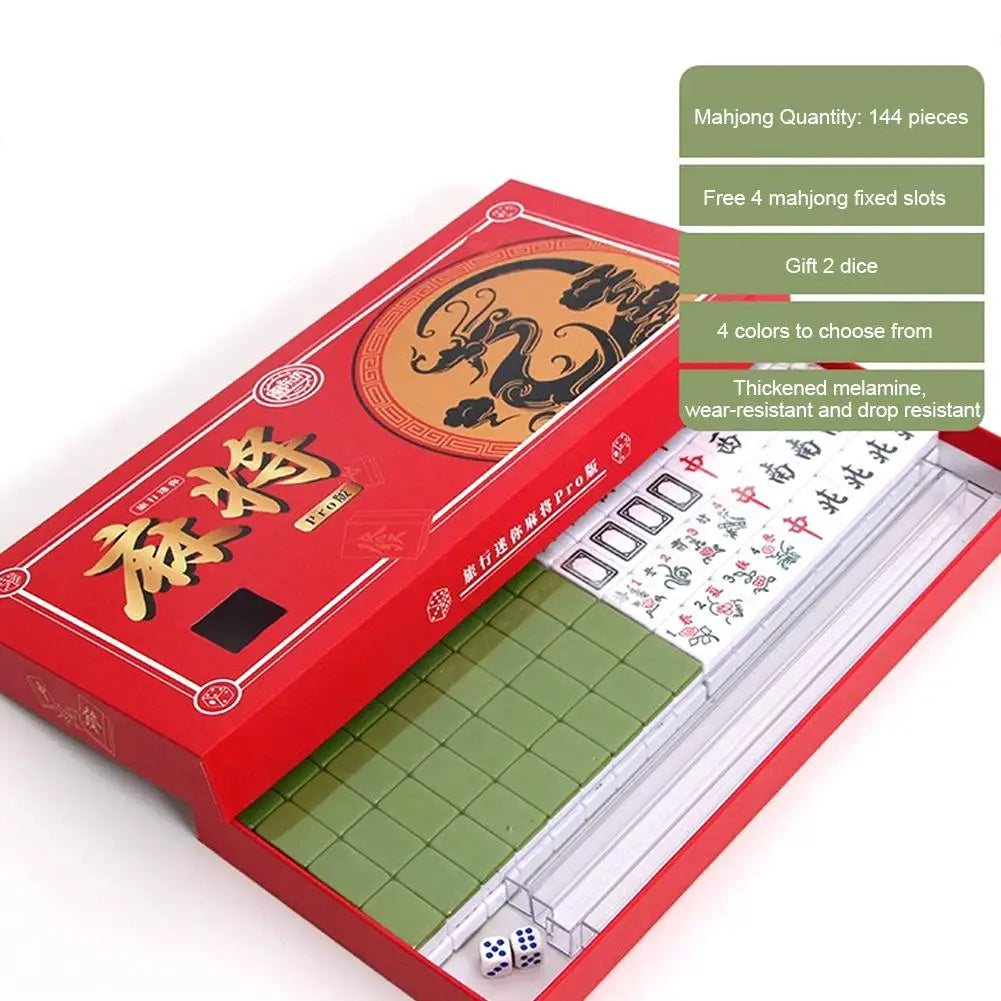 Mini Portable Chinese Mahjong Game Tiles Compact Board Family Outdoor