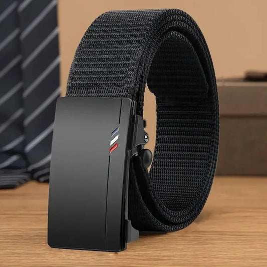 Men's Belt Outdoor Leisure Sports Belt Toothless Quick Release Automatic Buckle Quality Black Belt Peaceful Pleasures Health and Wellness