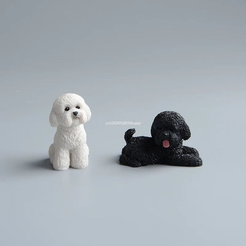 Simulation Poodle Dog Figures Puppy Model Resin Crafts Mini Animal Ornament Miniature Figurine Kawaii Dog Action Figures decor Peaceful Pleasures Health and Wellness