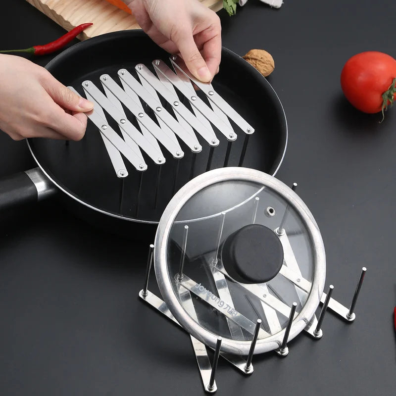 Stainless Steel Dish Rack - Adjustable Kitchen Drainer, Foldable Utensil Holder for Dishes, Cups, Pots & Lids | Space Saving Peaceful Pleasures Health and Wellness