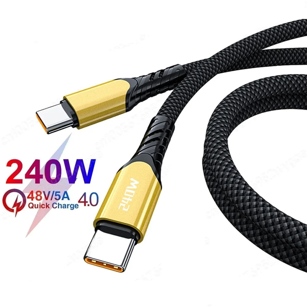240W USB-C PD QC4.0 Fast Charging Cable | iPhone & MacBook