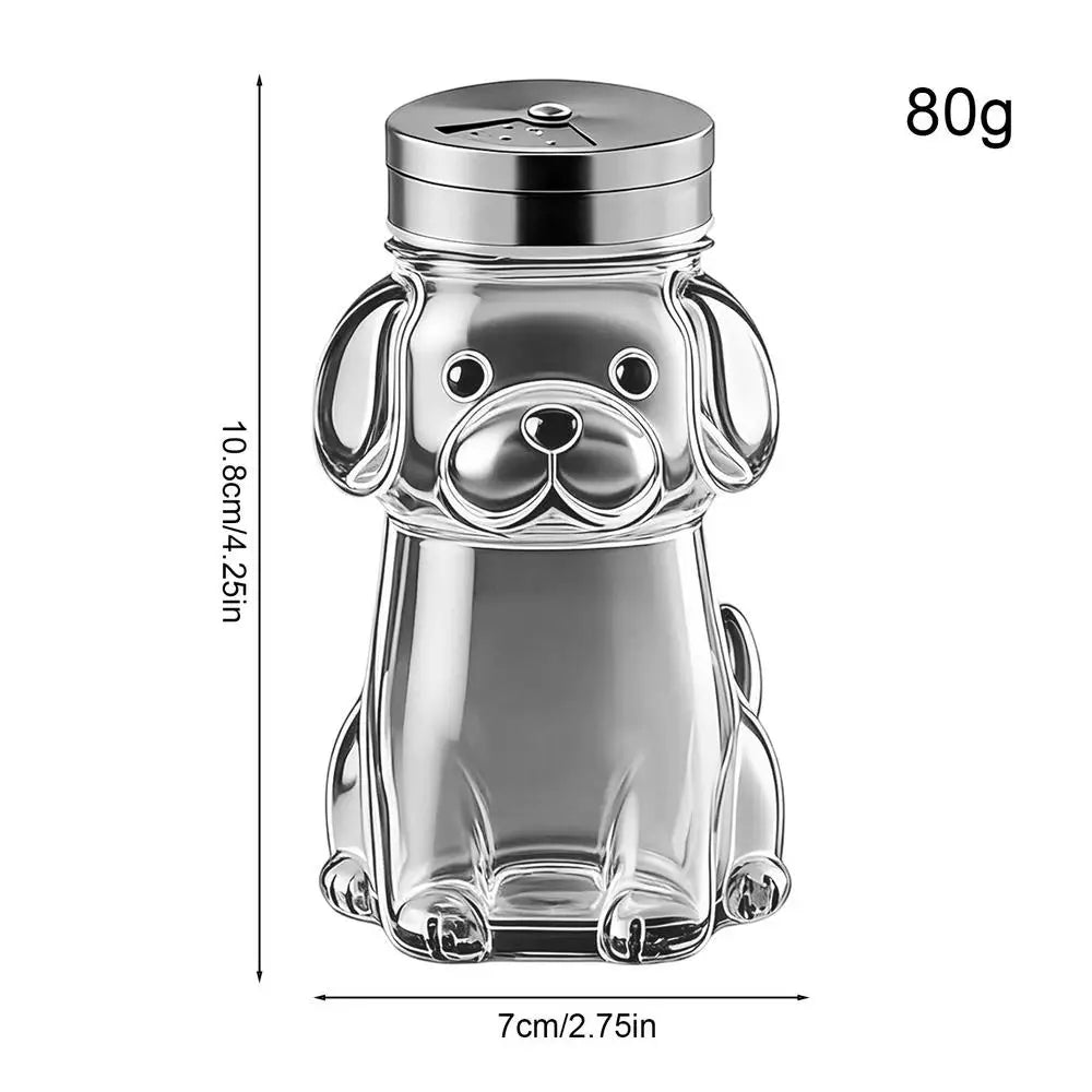 Cute Animal Glass Salt Shaker with Lid | Cat & Dog Design