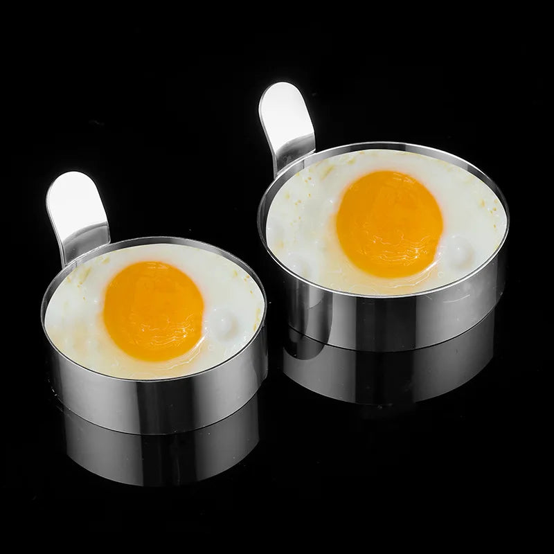 Egg Frying Mold Home Kitchen Baking Mold 304 Stainless Steel Egg Frying Round Mould Creative Mould with Heat-resistant Handle Peaceful Pleasures Health and Wellness