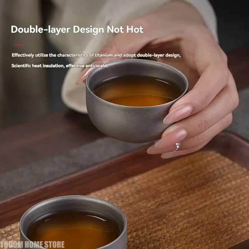 Pure Titanium Double-Layer Camping Cup 50ml | Coffee & Tea