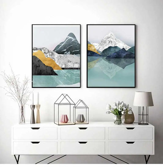 Wall Art Picture Home Corridor Decoration Abstract Canvas Painting Mountain Forest Sunset Landscape Nordic Poster Print Peaceful Pleasures Health and Wellness