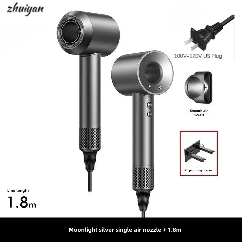 2026 Home Travel Professional Leafless Wall-mounted Hair Dryer Negative Ion with Air Collecting Scattering Nozzle Salon Tool Peaceful Pleasures Health and Wellness grey US