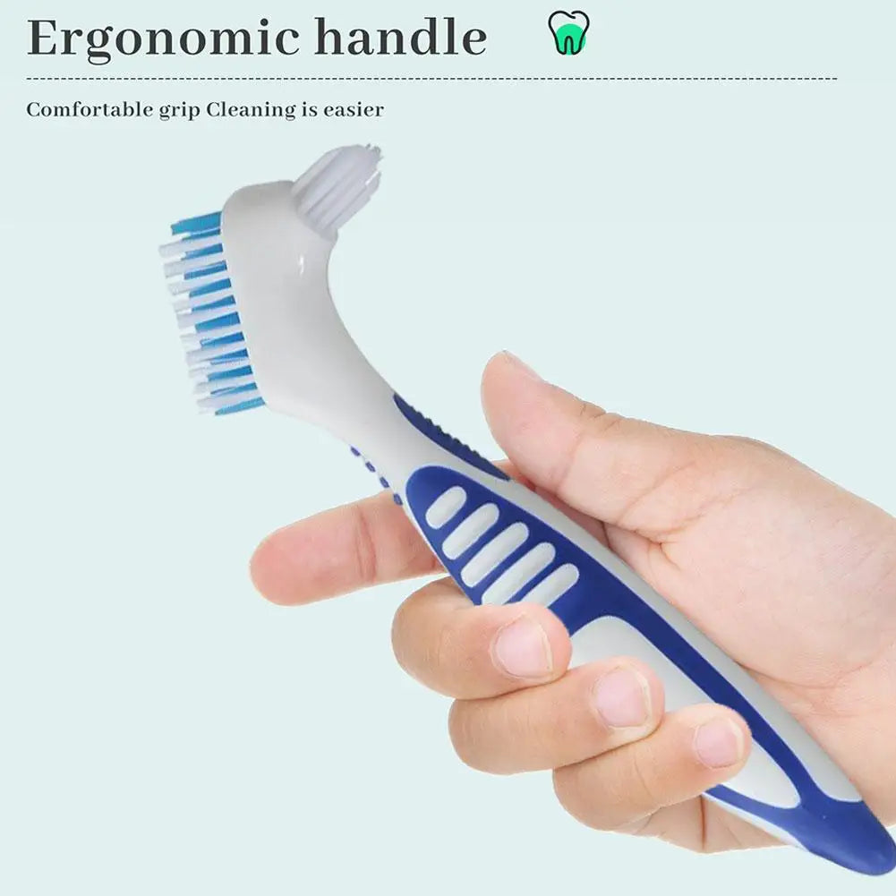 1PCS Portable Denture Toothbrush Dual-Head Zoned Design Teeth Braces Oral Cleaning for Men or Women Deticated Brush Brighting Peaceful Pleasures Health and Wellness