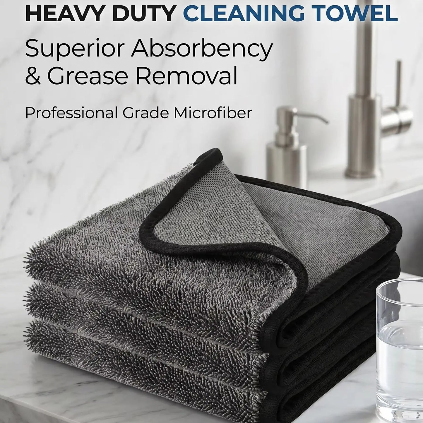 Kitchen Cleaning Towel Double-Sided Ultra Absorbent Lint-Free Oil Stain Remover Reusable Dish Cloth for Countertop Glass Peaceful Pleasures Health and Wellness AS THE PICTURE 3pcs