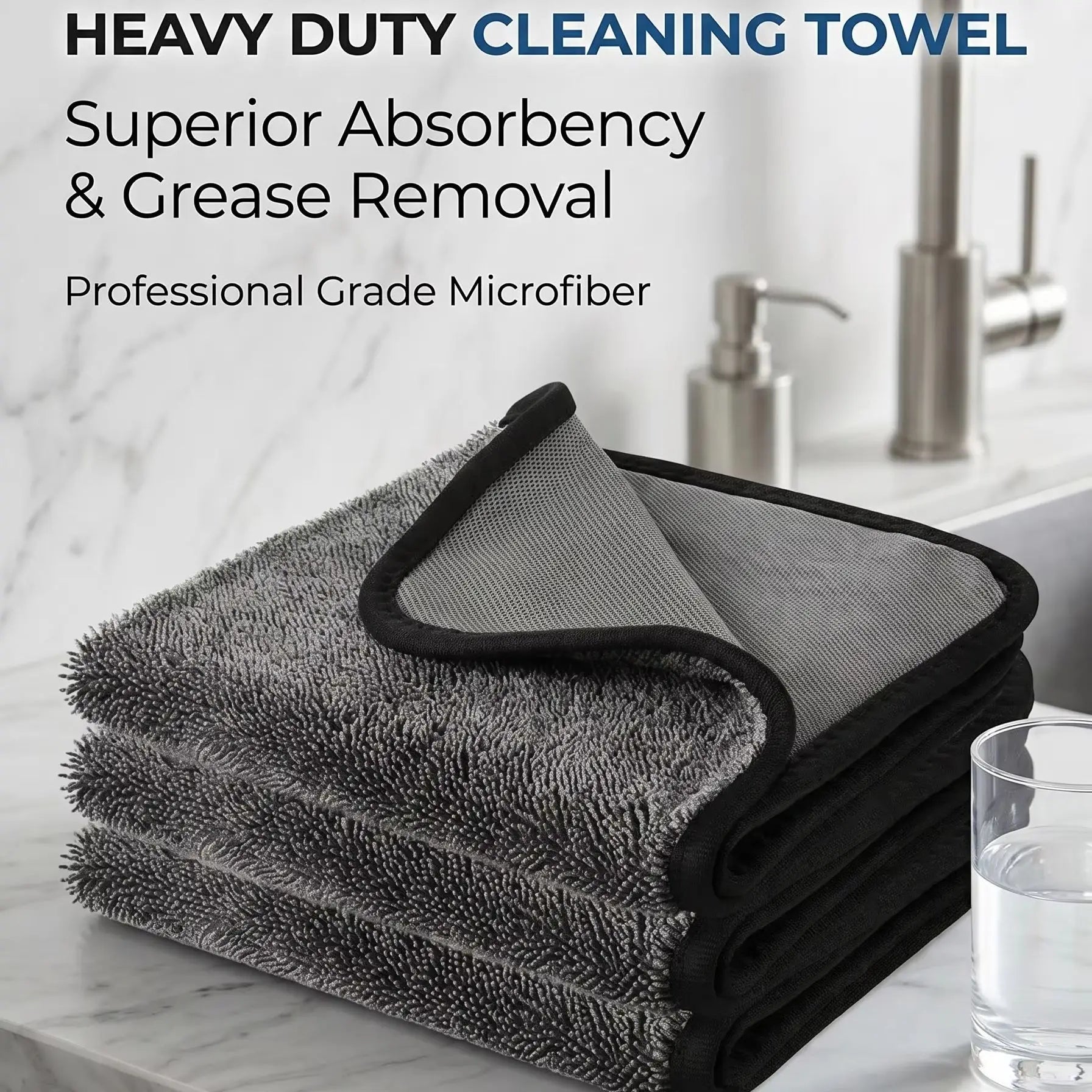 Kitchen Cleaning Towel Double-Sided Ultra Absorbent Lint-Free Oil Stain Remover Reusable Dish Cloth for Countertop Glass Peaceful Pleasures Health and Wellness AS THE PICTURE 3pcs