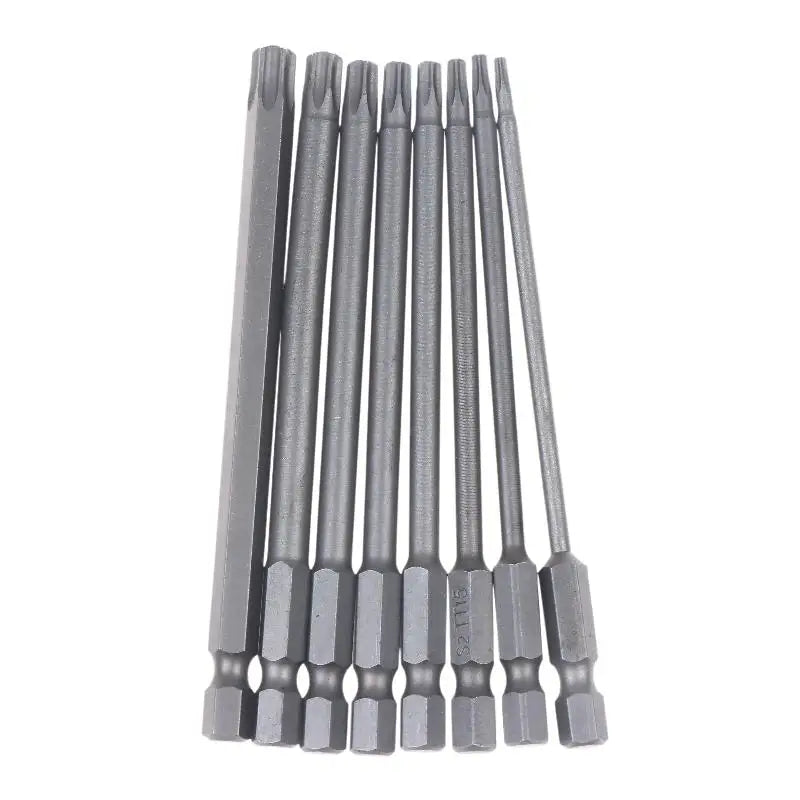8Pcs/set 50mm/100mm/150mm S2 Steel Torx Screwdriver Bit Set 1/4 Inch Hex Shank Magnetic Star Bit T8-T40 For Drill Wrench Peaceful Pleasures Health and Wellness