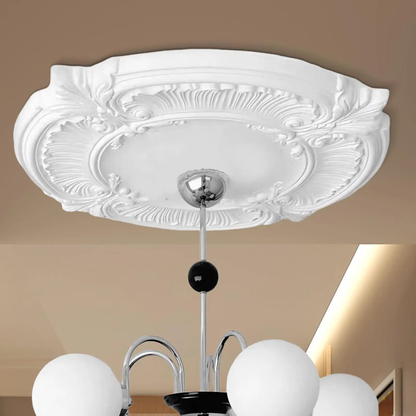 Split PU Ceiling Medallion | Art Deco 12" Chandelier Cover
