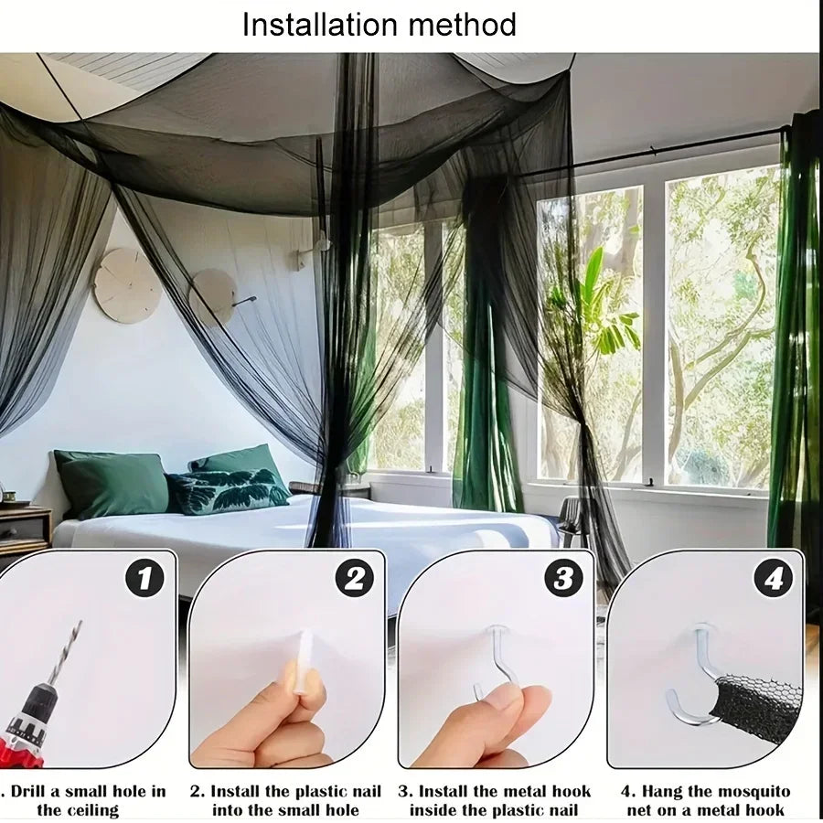 Large Four-Door Mosquito Net | Breathable Camping Insect Net