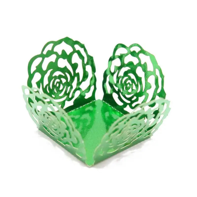 50-Pack Gold Rose Laser-Cut Dessert Liners & Cake Wrappers
