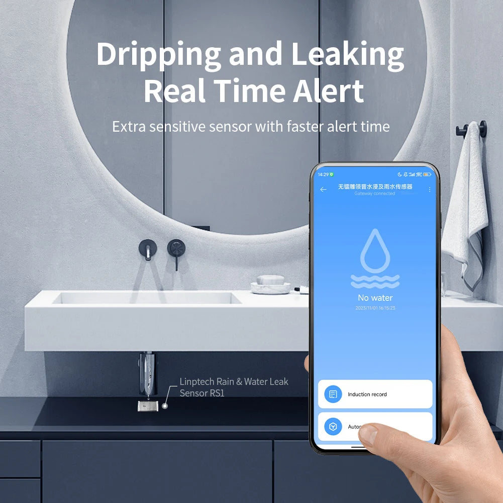 Linptech Bluetooth Water Leak Sensor RS1 Flood & Rain Detector IPX7 Waterproof Smart Home Security Works with Xiaomi Mijia App Peaceful Pleasures Health and Wellness