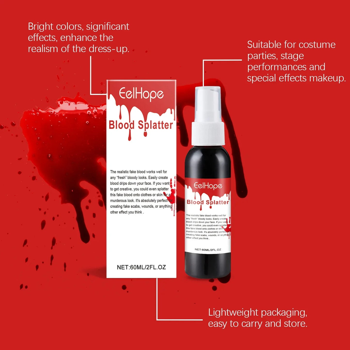 Halloween Fake Blood Spray – Zombie Vampire Wound Makeup