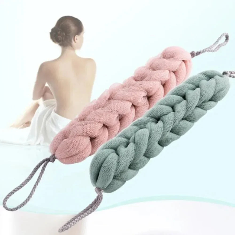 Flower Mesh Long Back Scrubber Exfoliating Bath Sponge Strap Bath Scrubber Strap Peaceful Pleasures Health and Wellness