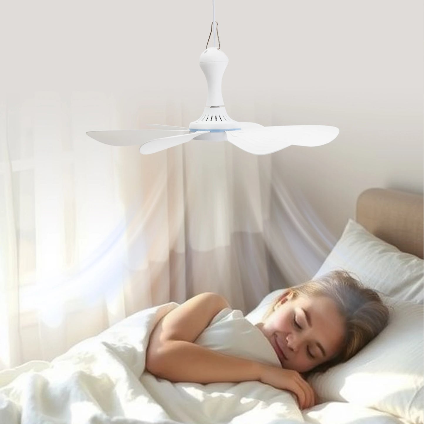 Silent 6 Leaves USB Powered Ceiling Canopy Fan with Remote Control Timing 4 Speed Hanging Fan for Camping Bed Dormitory Tent New Peaceful Pleasures Health and Wellness