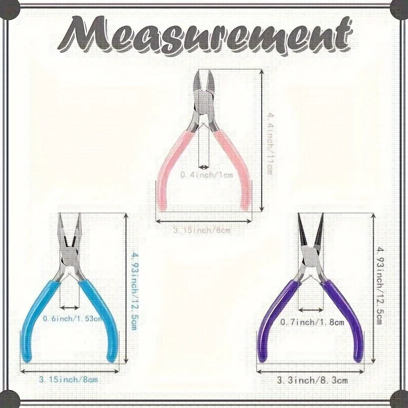 3-piece Jewelry Making Pliers Needle Tip Chain Round Wire Cutting